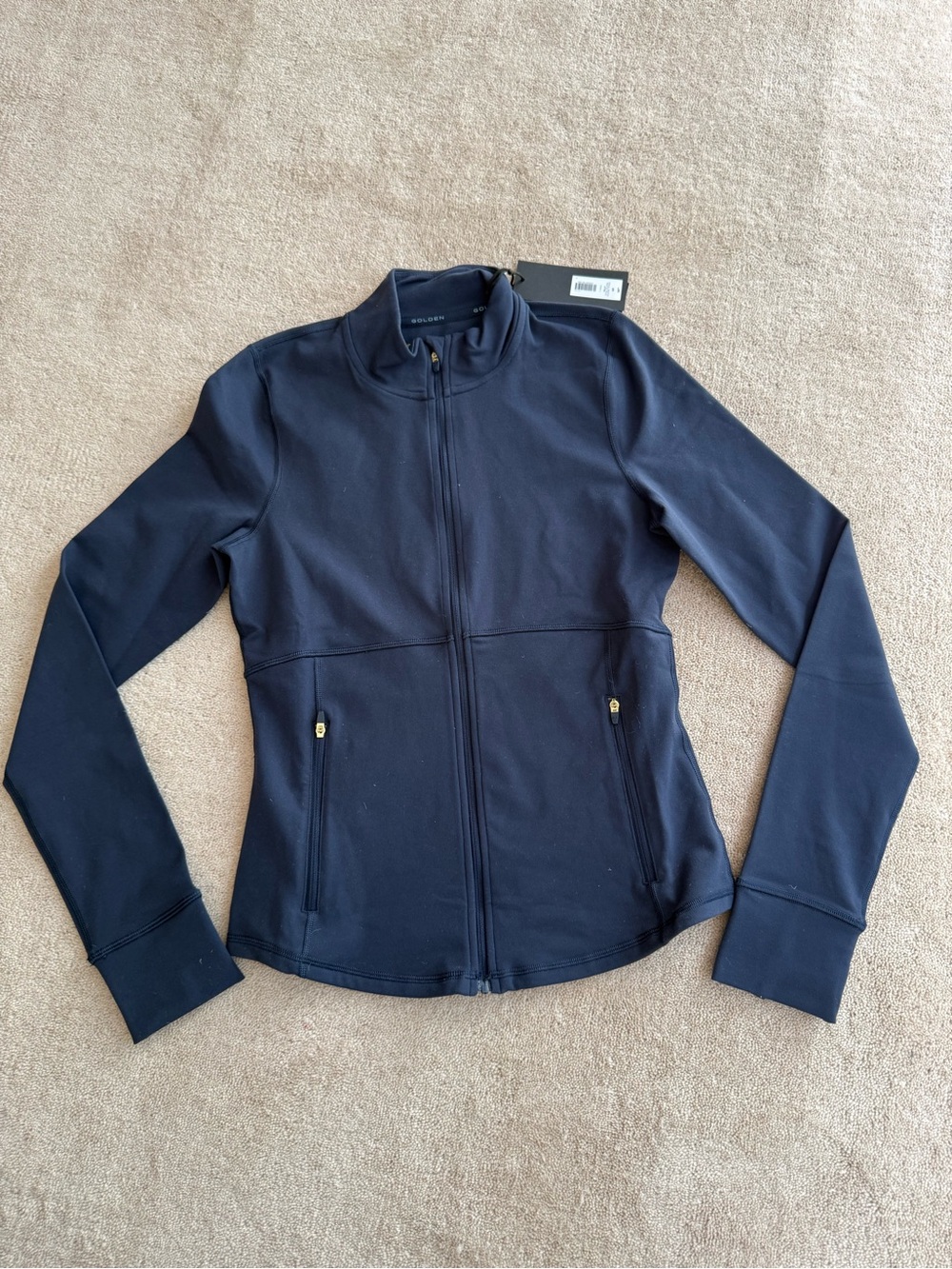 Aritzia Navy Zip-Front Bomber Jacket